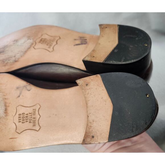 Vintage Stanley Blacker 7.5 Brown Loafer Made In Italy Wingtip Oxford - Picture 11 of 12